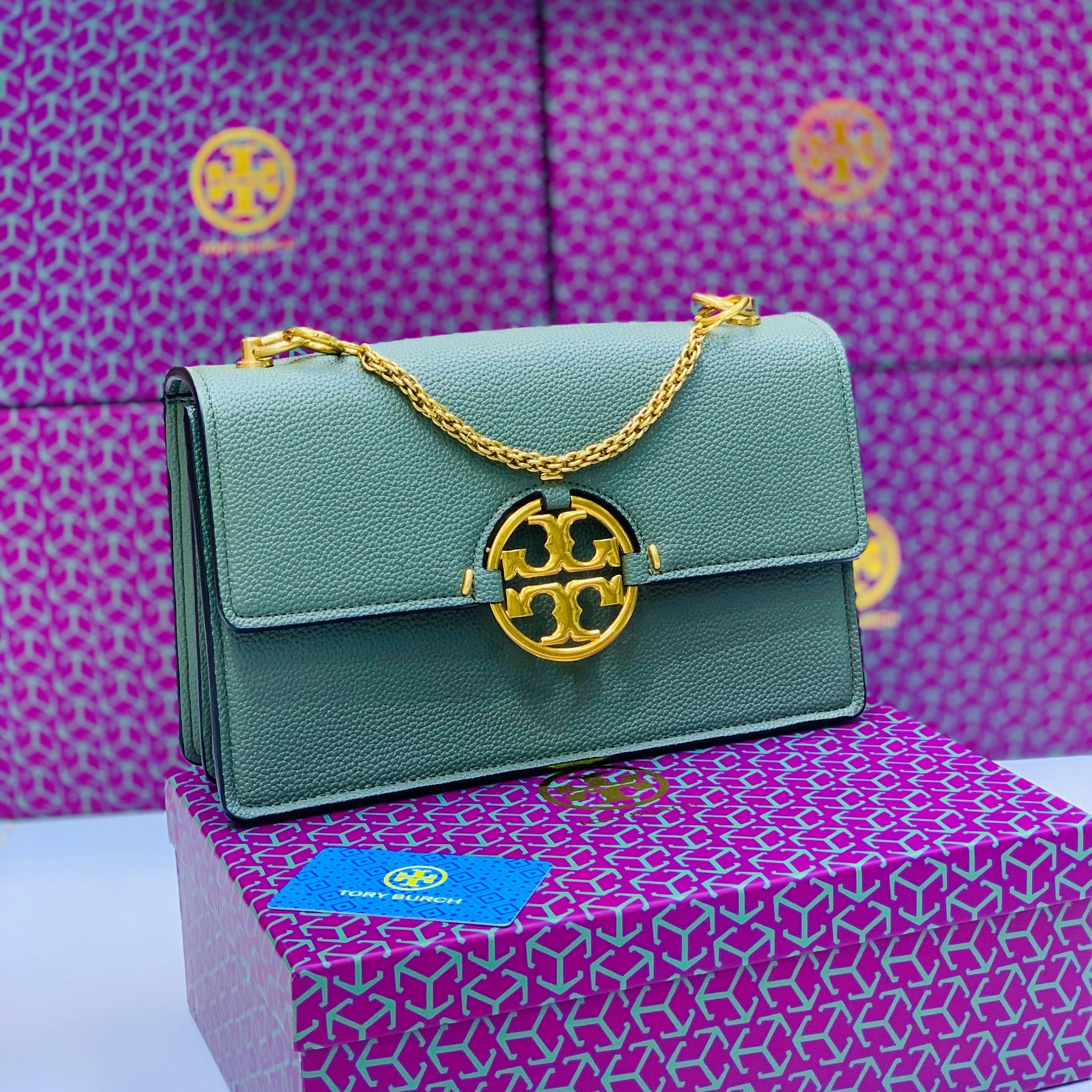 Tory Burch Leather Miller Flap Shoulder Bag