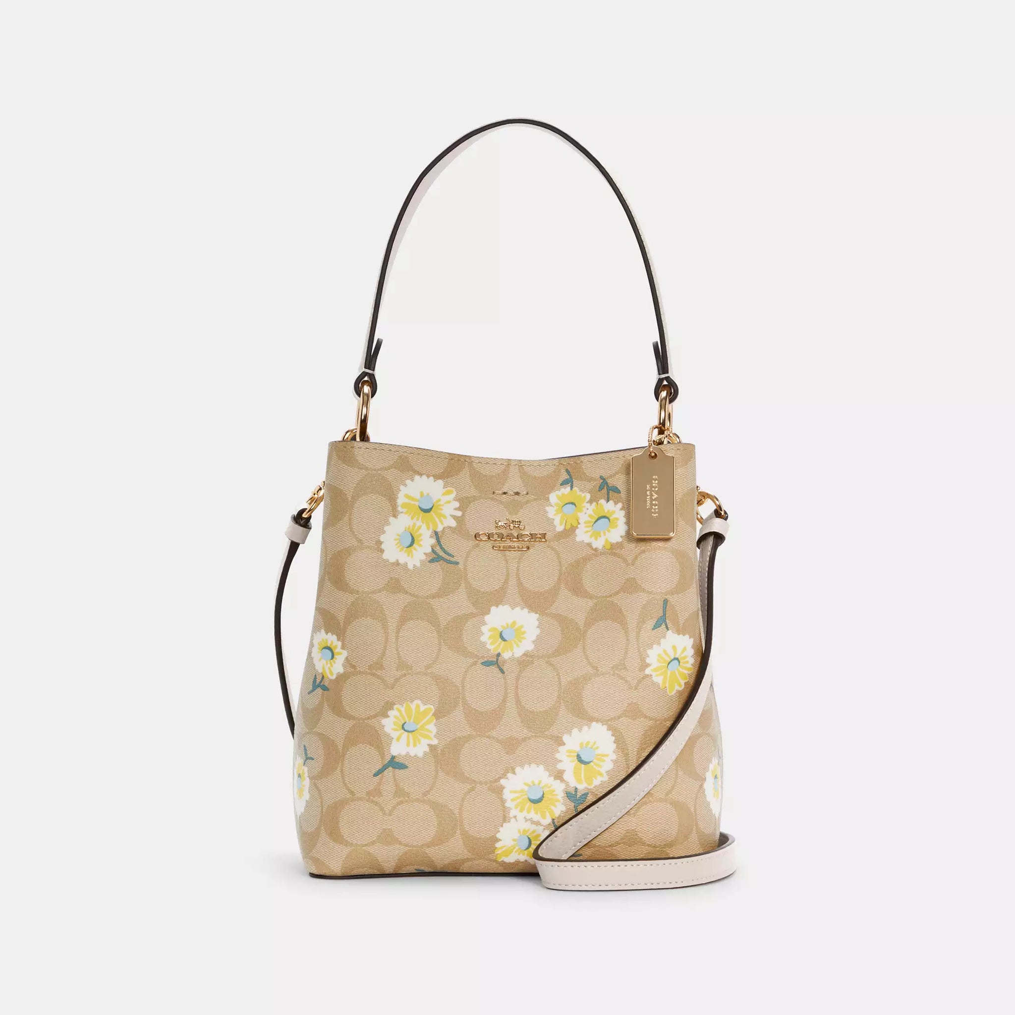 Coach Small Town Bucket Bag In Signature Canvas With Daisy Print