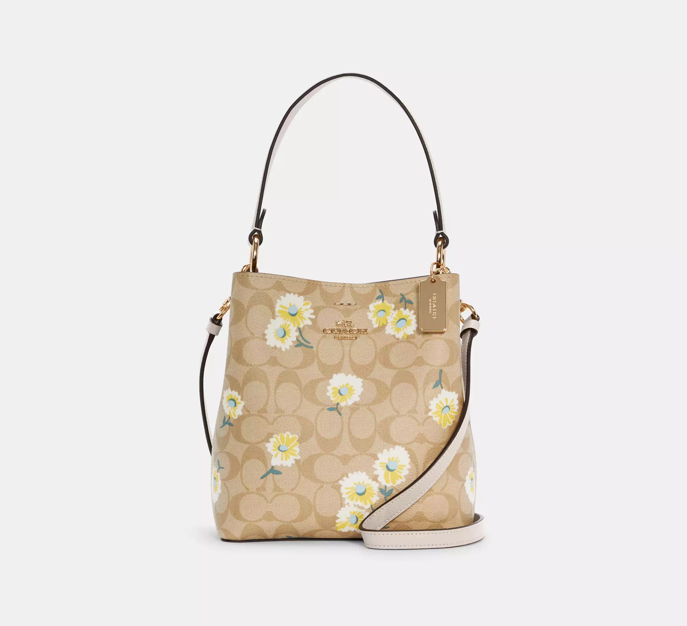 Coach Small Town Bucket Bag In Signature Canvas With Daisy Print