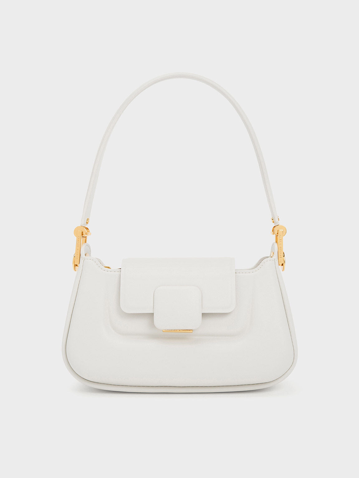 CHARLES & KEITH Koa Push-Lock Top Handle Bag - White