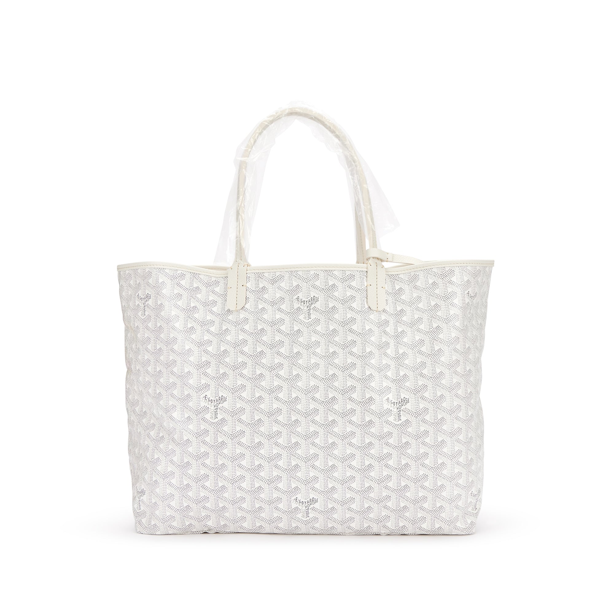 Goyard White Goyardine Canvas and Chevroches Calfskin Saint Louis PM Tote