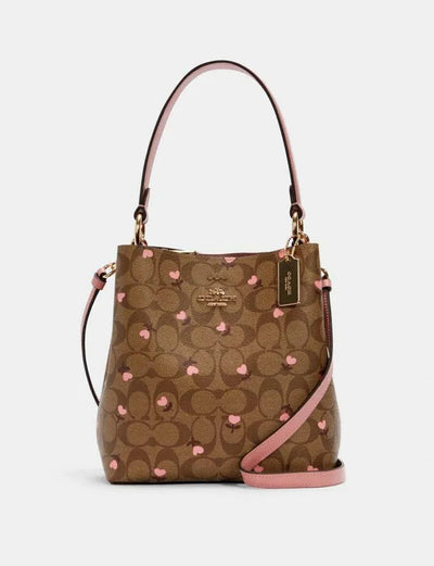 Coach Small Town Bucket Bag In Signature Canvas With Heart Floral Print