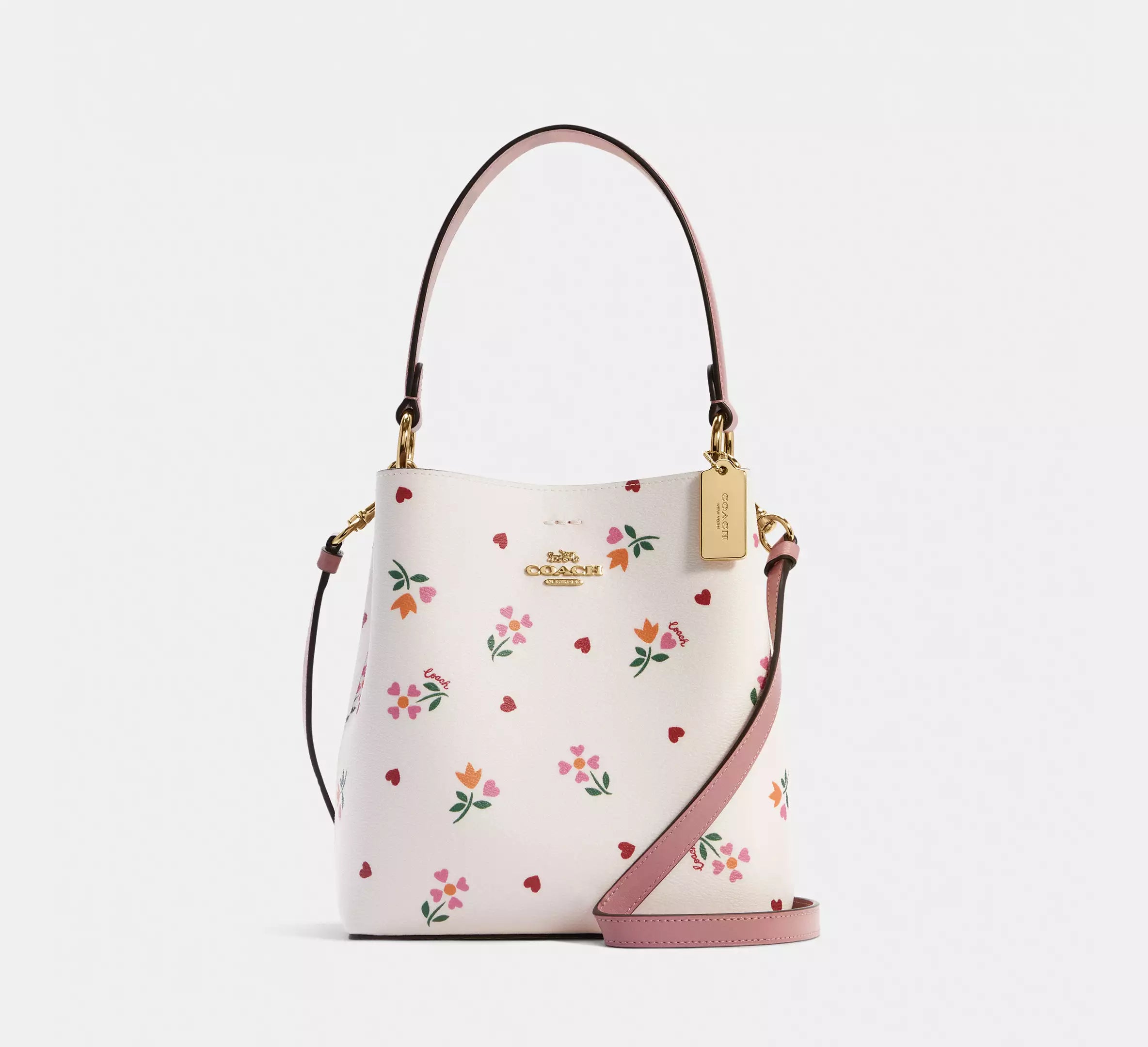 Coach Small Town Bucket Bag With Heart Petal Print