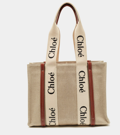 Chloè WOODY TOTE BAG IN LINEN