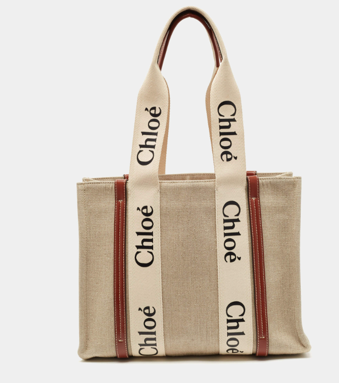 Chloè WOODY TOTE BAG IN LINEN