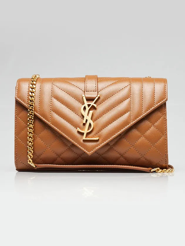 Saint Laurent Chevron TriQuilted Grained Leather Envelope Crossbody Bag