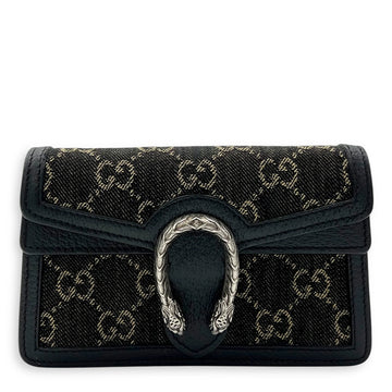 Gucci Dionysus Super Mini Black Crossbody Bag in Canvas, Silver hardware