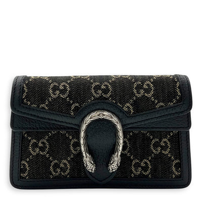 Gucci Dionysus Super Mini Black Crossbody Bag in Canvas, Silver hardware