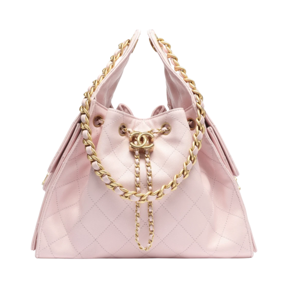Chanel 25 Small Handbag Grained Calfskin & Gold Light Pink