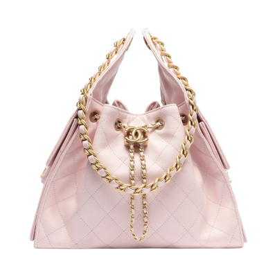 Chanel 25 Small Handbag Grained Calfskin & Gold Light Pink