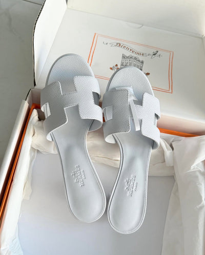Hermes Oran Sandals in Bleu Glacier