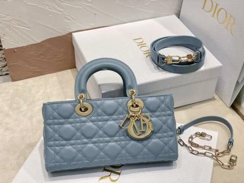 Dior Sky Blue Leather Medium Lady D-Joy Top Handle Bag