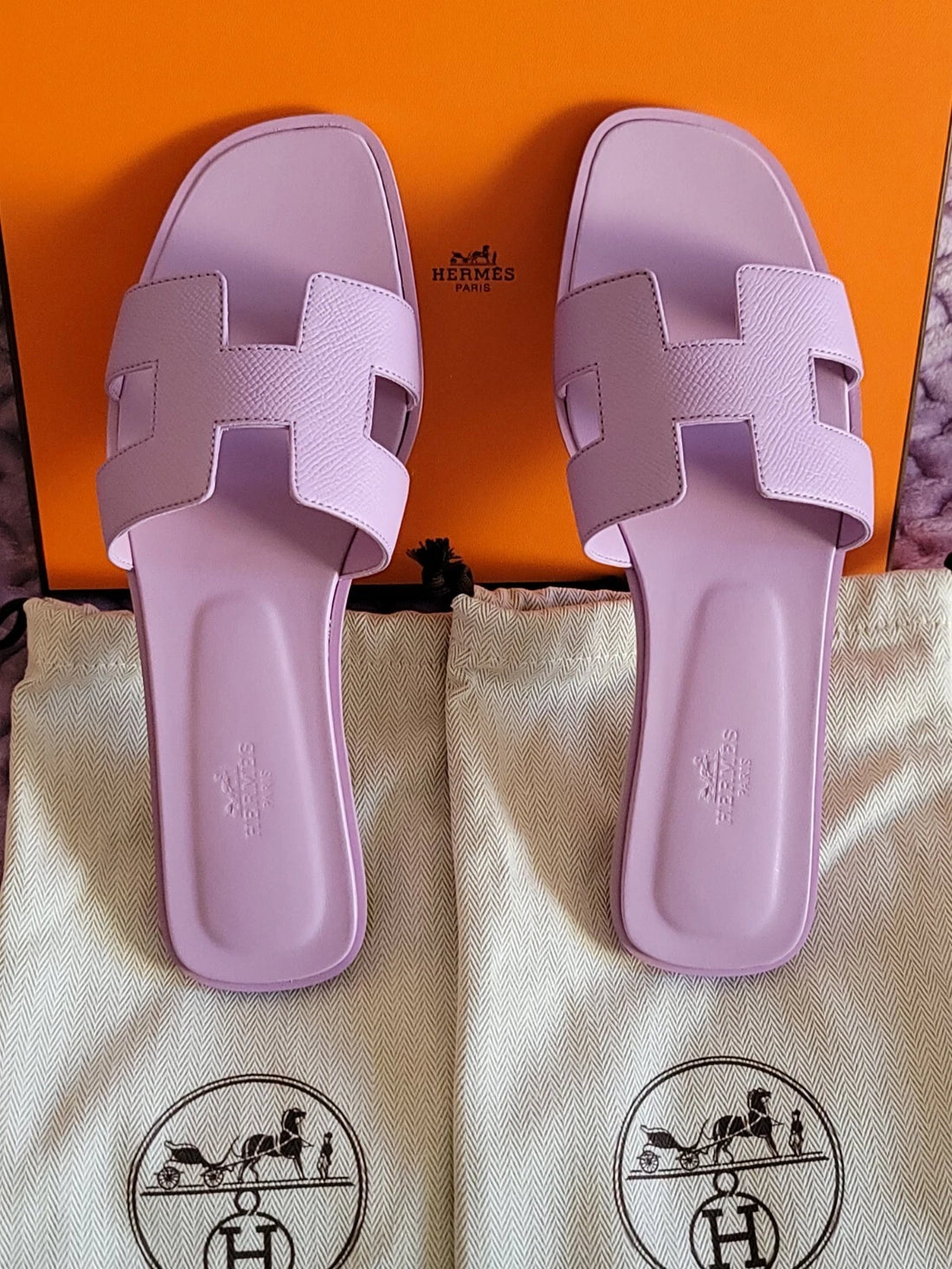 Hermes SANDAL LILAC PASTEL PURPLE LEATHER