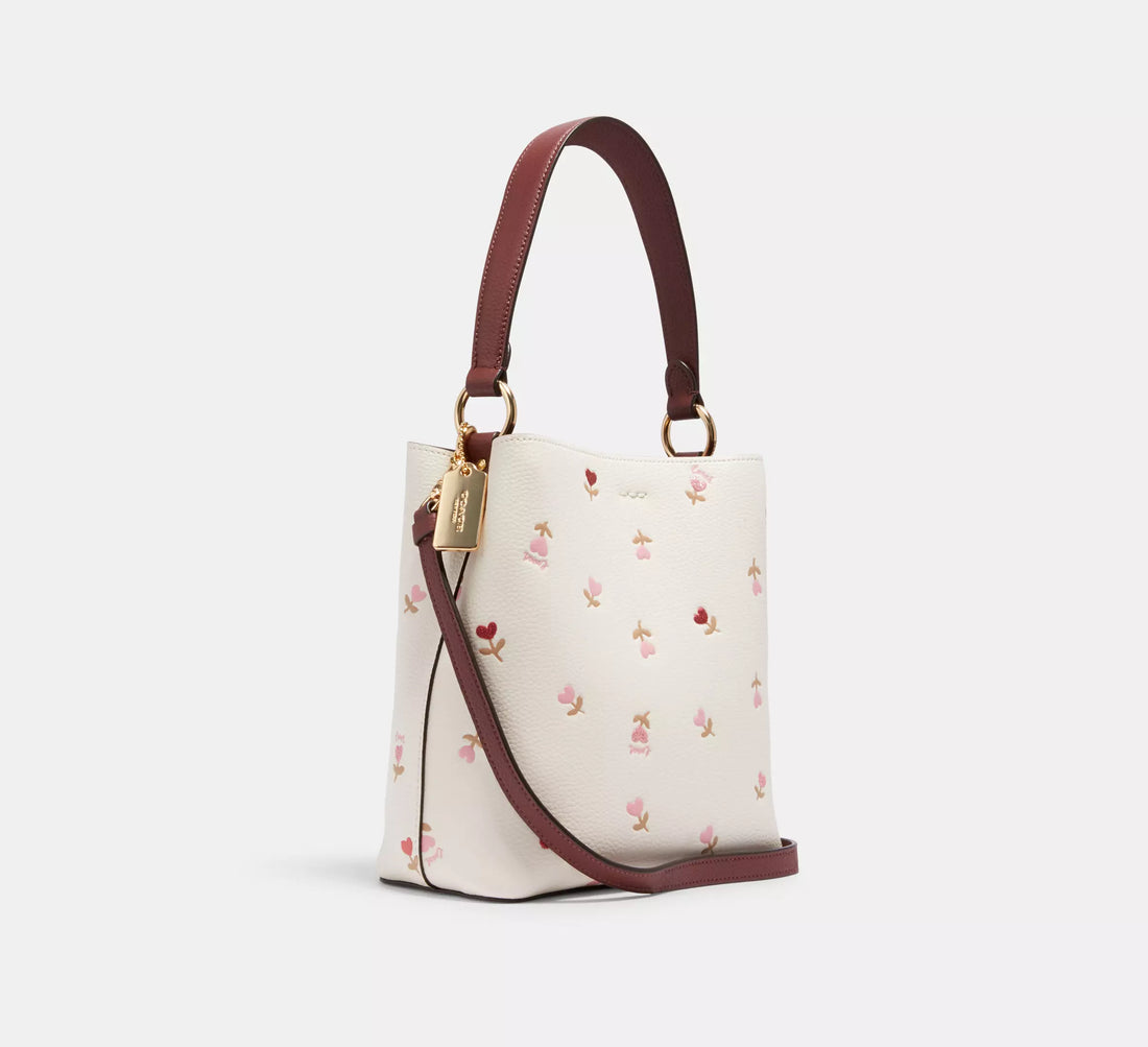 Coach Small Town Bucket Bag With Heart Floral Print