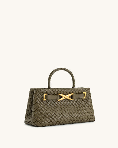 JW PEI Elora Woven Tote Bag - Dark Olive hover
