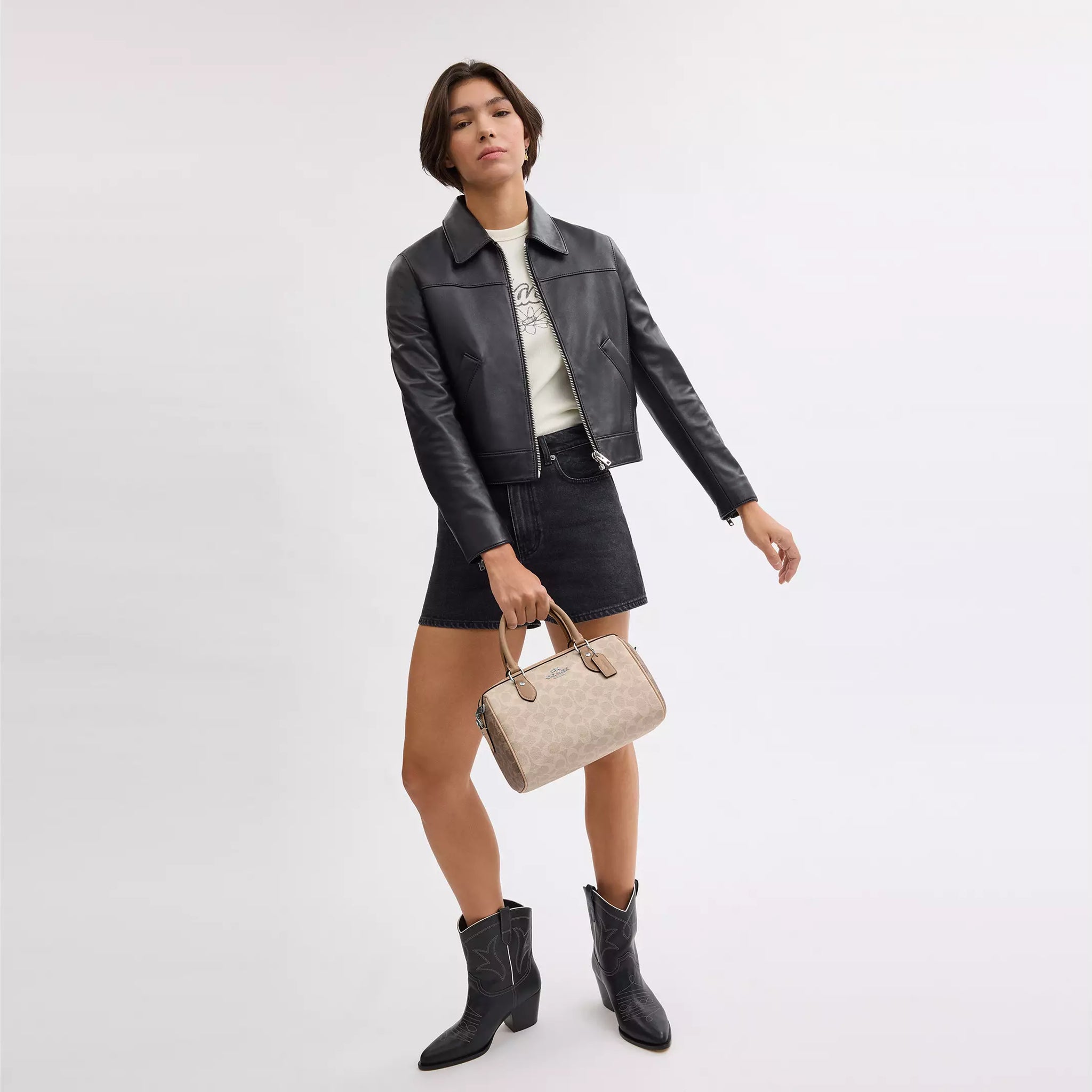 Coach Rowan Satchel Bag In Blocked Signature Canvas