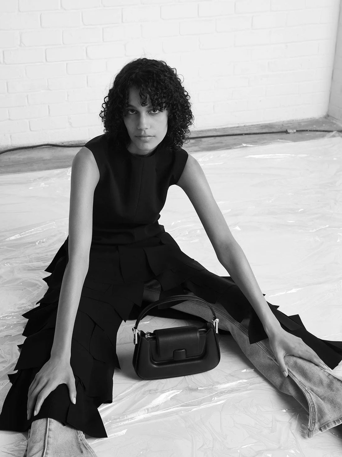 CHARLES & KEITH Koa Push-Lock Top Handle Bag - Black