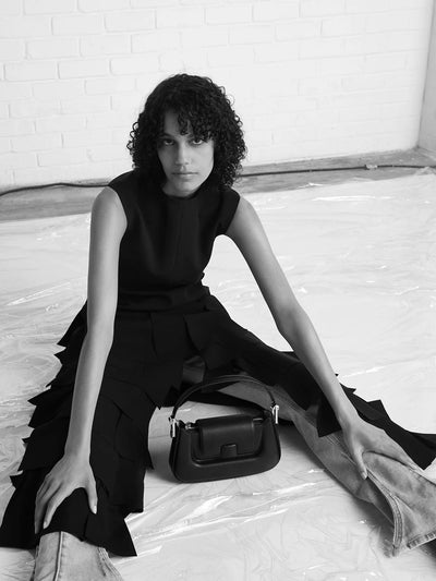 CHARLES & KEITH Koa Push-Lock Top Handle Bag - Black hover