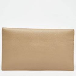 Saint Laurent Beige Leather Uptown Clutch