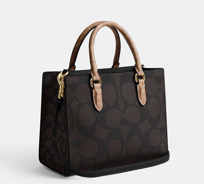 Coach Maggie Small Tote Bag In Blocked Signature Canvas hover