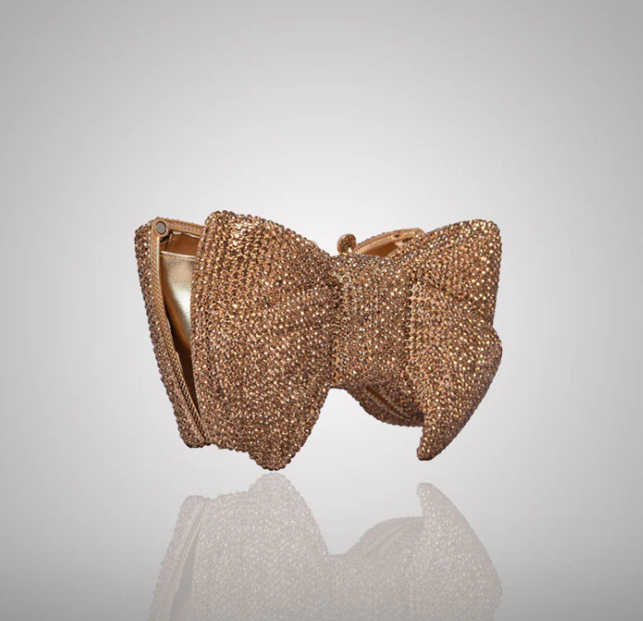 Gold Bow Swarovski Crystal Clutch