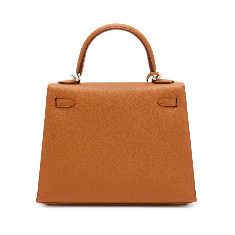 Hermès Epsom and Juane Ambre Verso Kelly Sellier Palladium Hardware