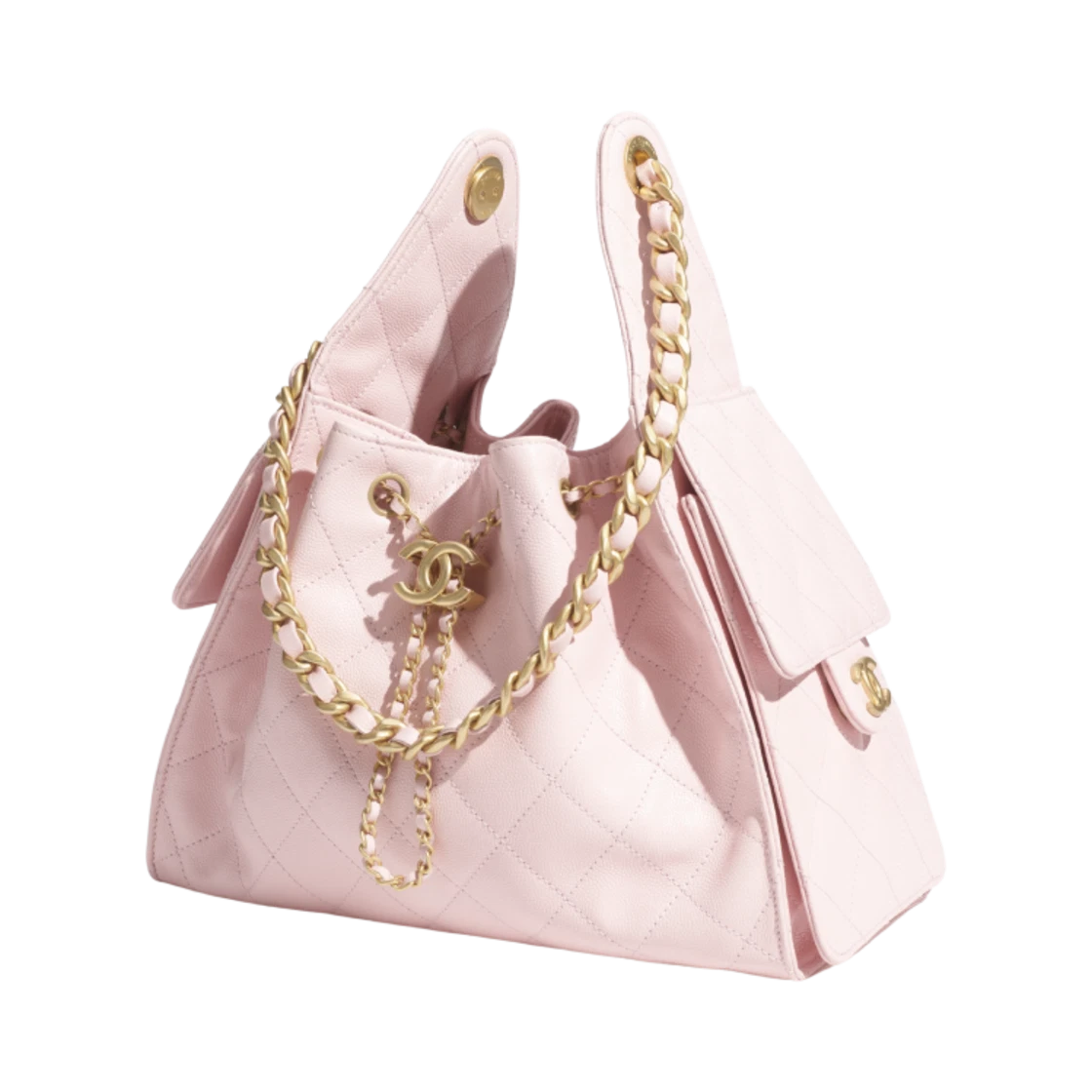 Chanel 25 Small Handbag Grained Calfskin & Gold Light Pink