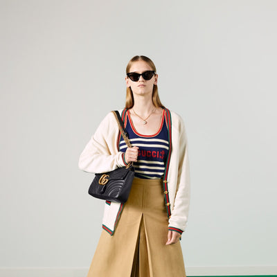 GUCCI  Quilted Gg Marmont Pattern Shoulder Bag