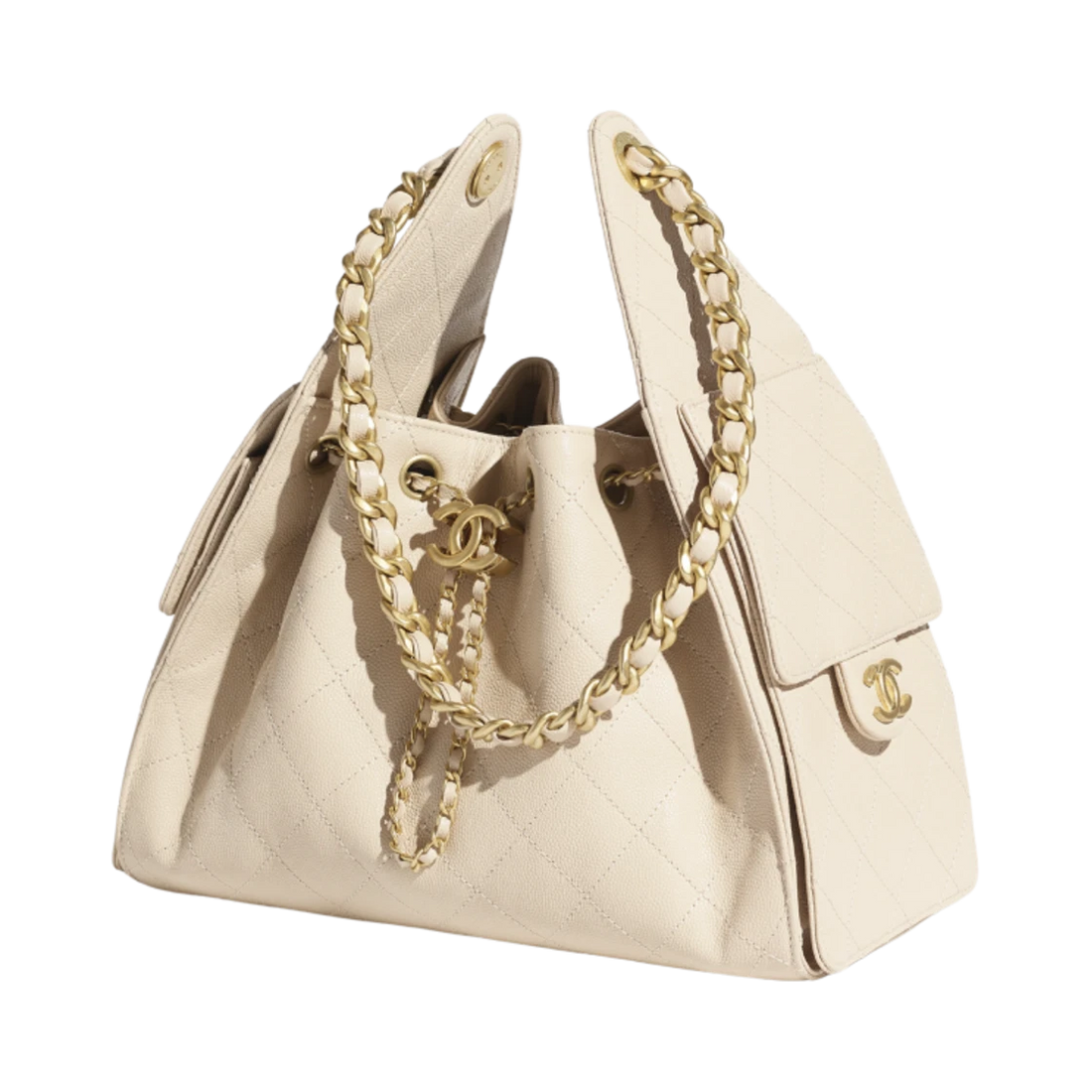 Chanel 25 Small Handbag Grained Calfskin & Gold Beige
