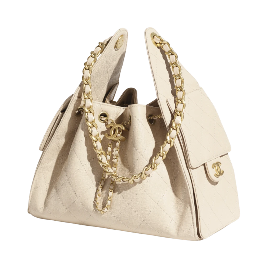 Chanel 25 Small Handbag Grained Calfskin & Gold Beige