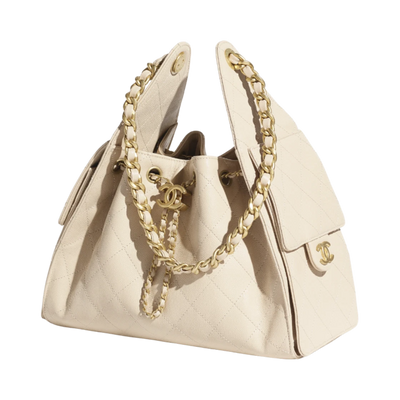 Chanel 25 Small Handbag Grained Calfskin & Gold Beige hover