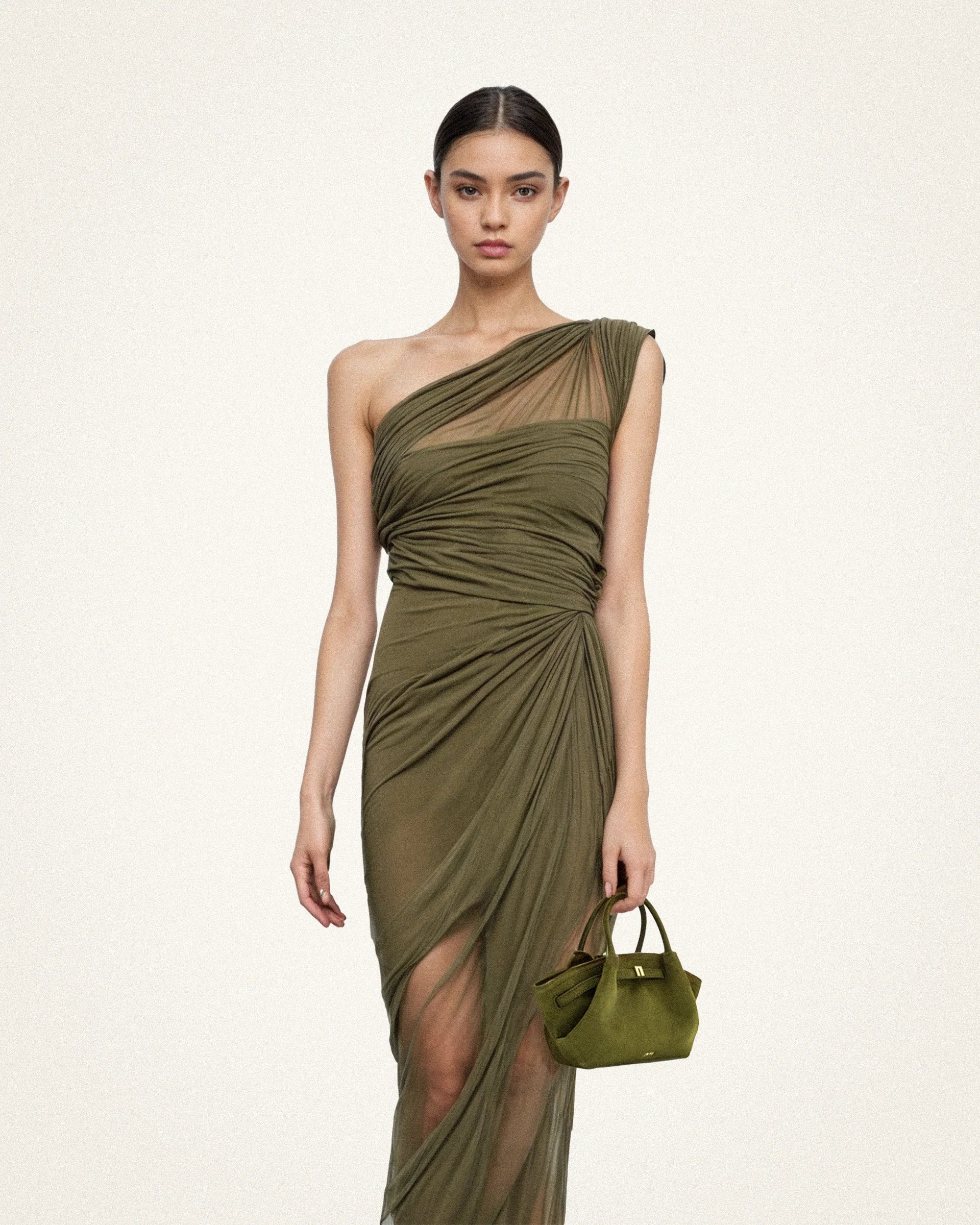 JWPEI Hana Mini Faux Suede Tote Bag - Dark Olive