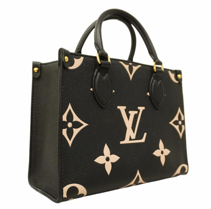 Louis Vuitton Monogram Empreinte Bicolor Tote Bag Black Beige