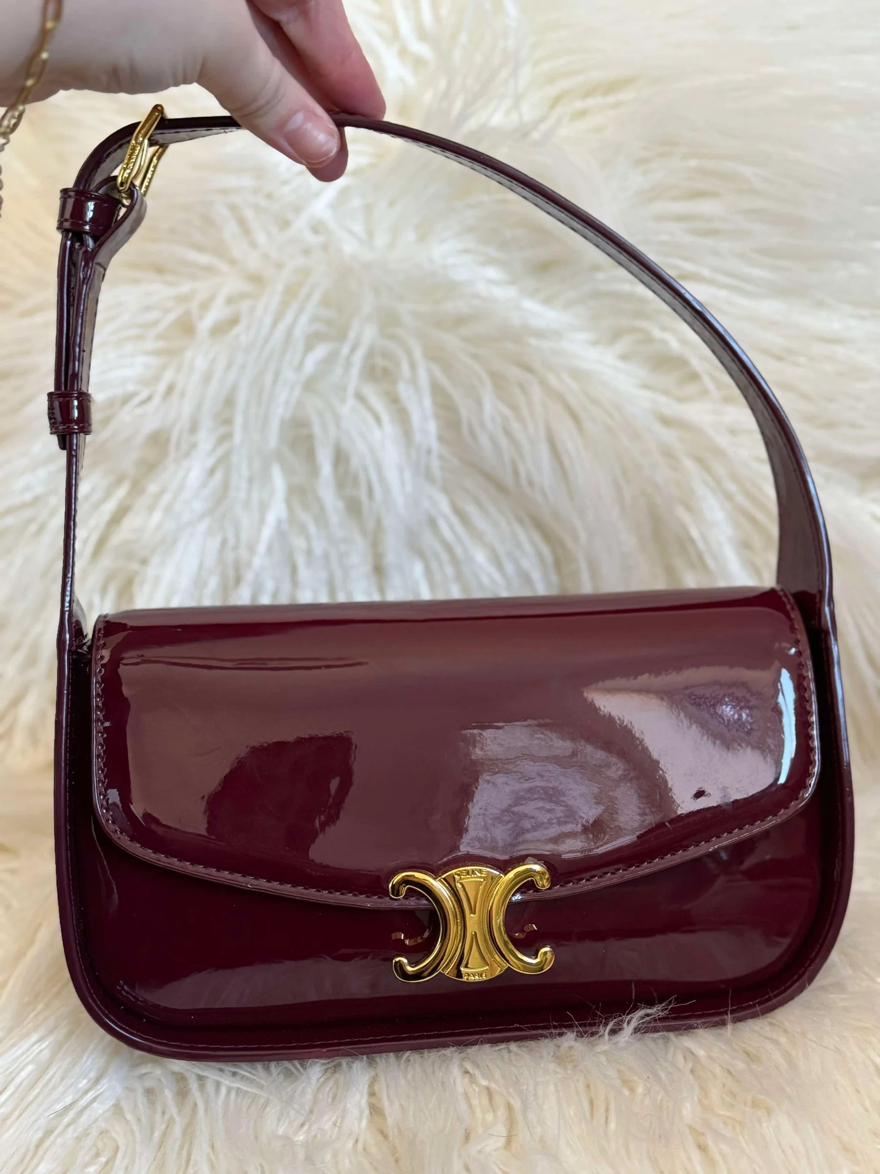 CELINE Triomphe Terence Shoulder Bag Calfskin