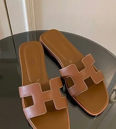 Hermès Oran Sandals with White Stitching