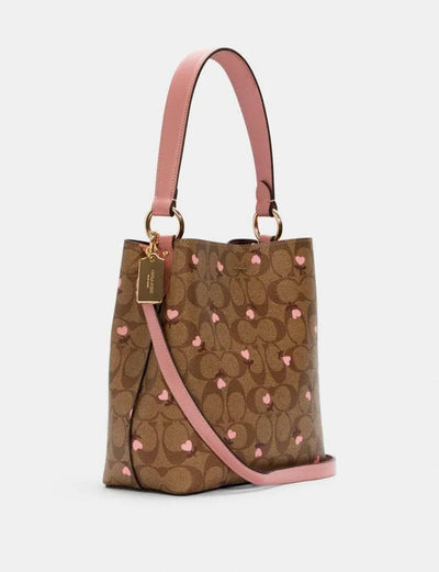 Coach Small Town Bucket Bag In Signature Canvas With Heart Floral Print hover