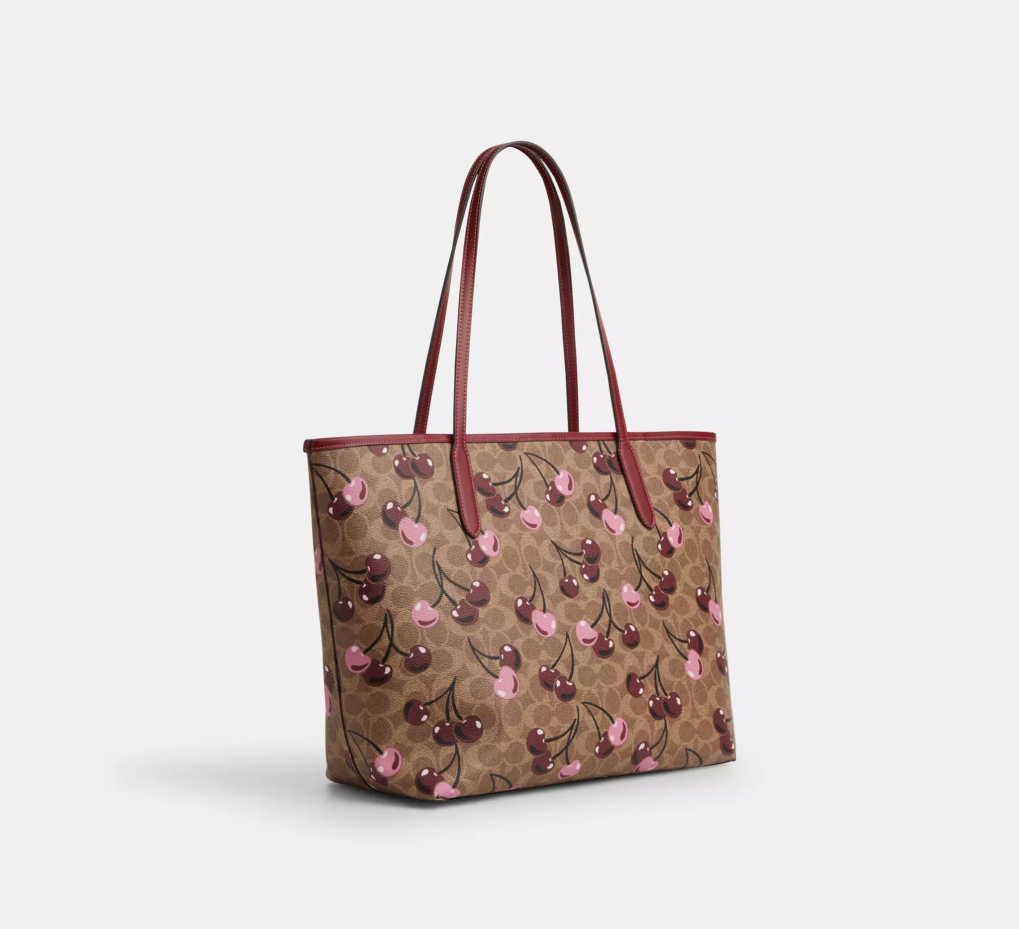 Coach City Tote Bag – Signature Canvas – Cherry Print