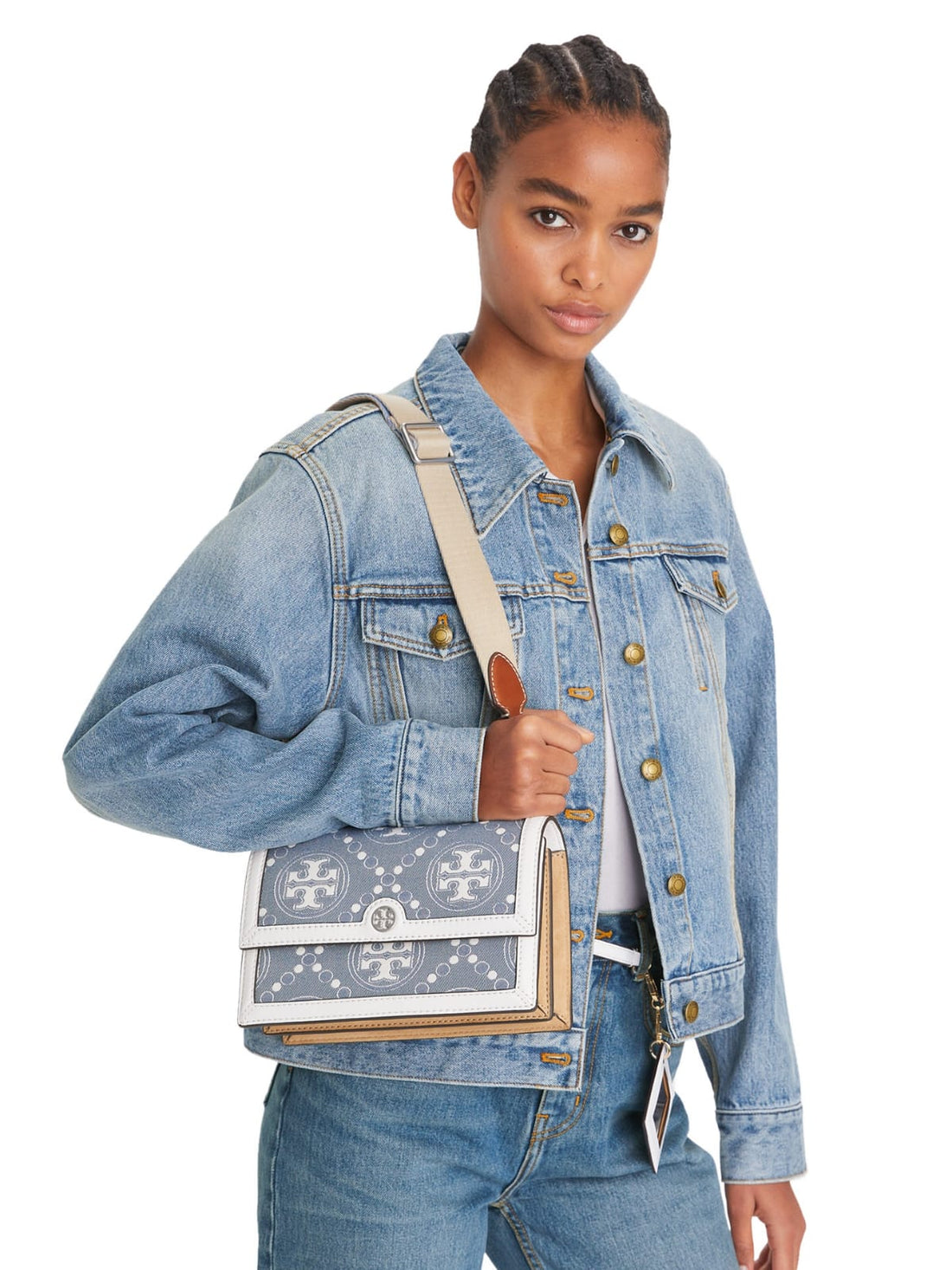 TORY BURCH T Monogram Denim Small Shoulder Bag