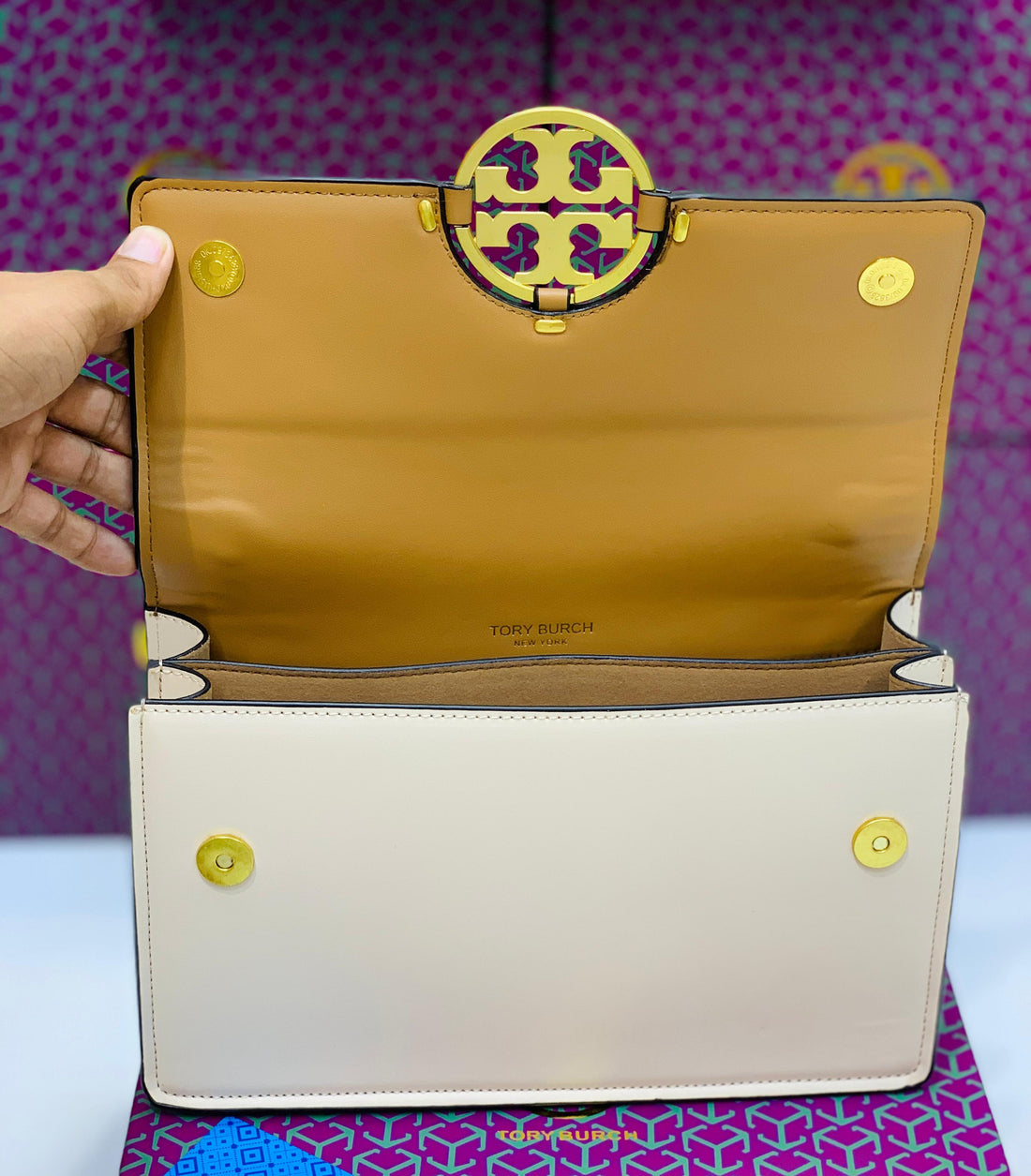 Tory Burch Leather Miller Flap Shoulder Bag