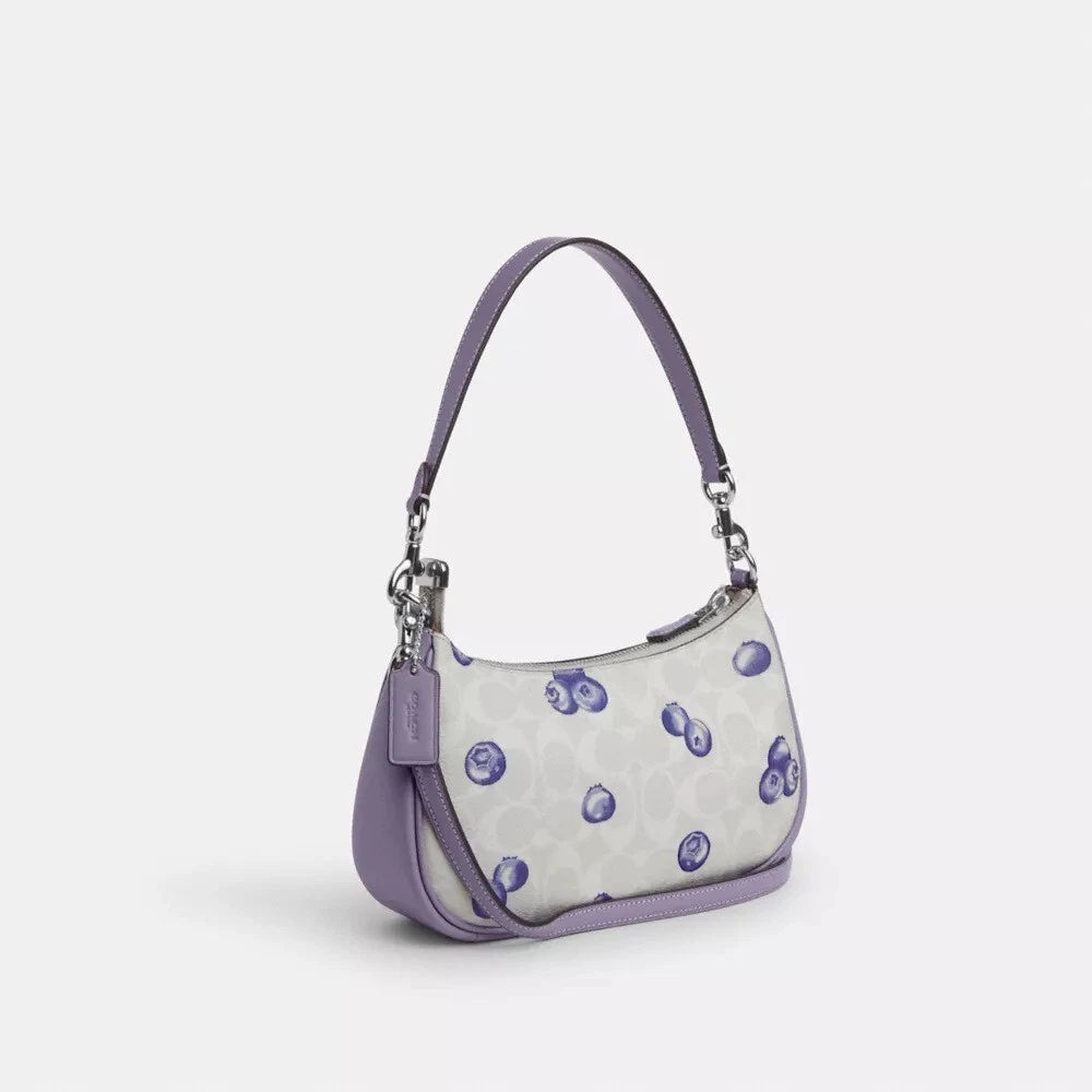 COACH Teri 2Way Shoulder Bag Signature Canvas Blueberry Print