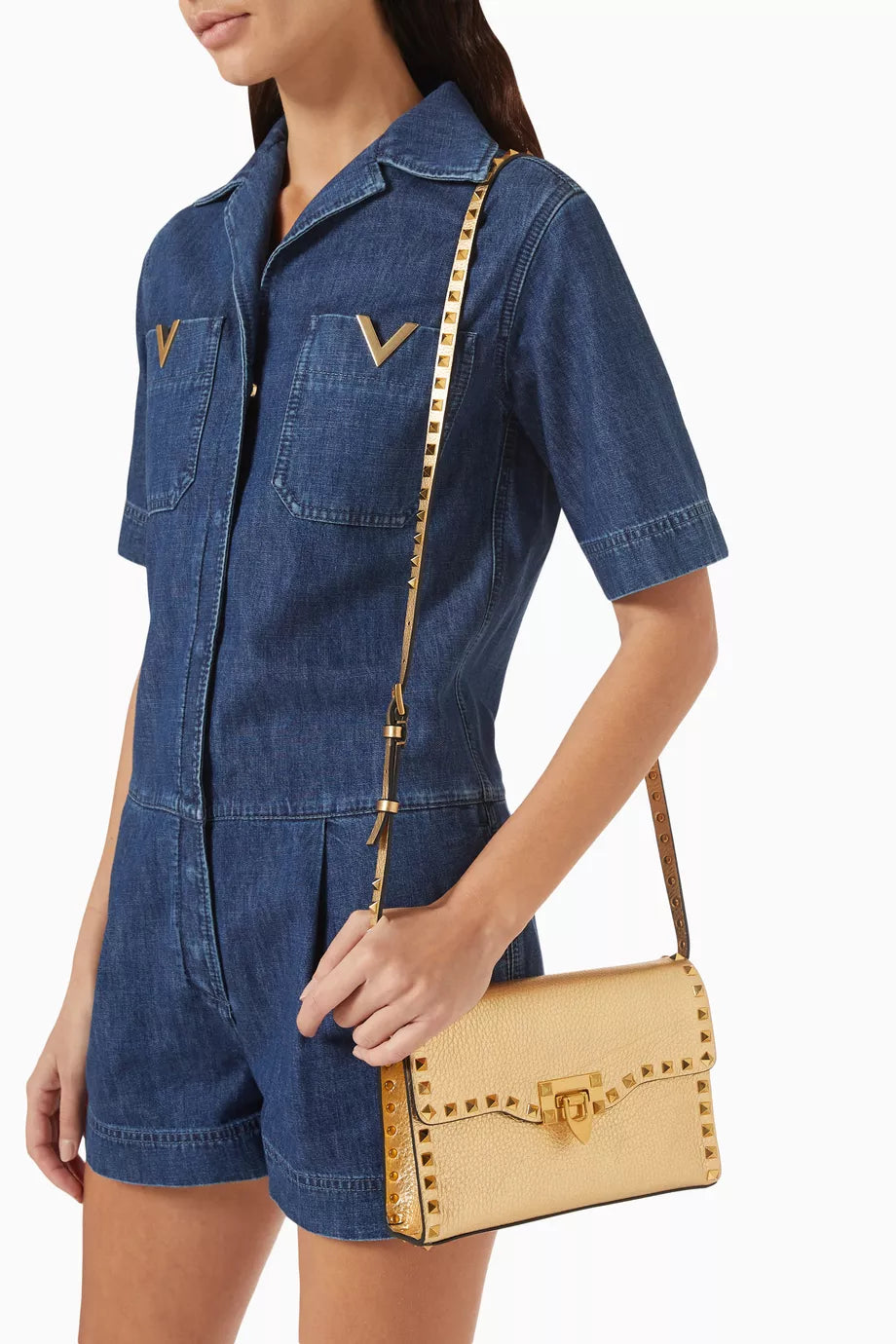 Valentino Garavani Small Rockstud Crossbody Bag in Grainy Leather