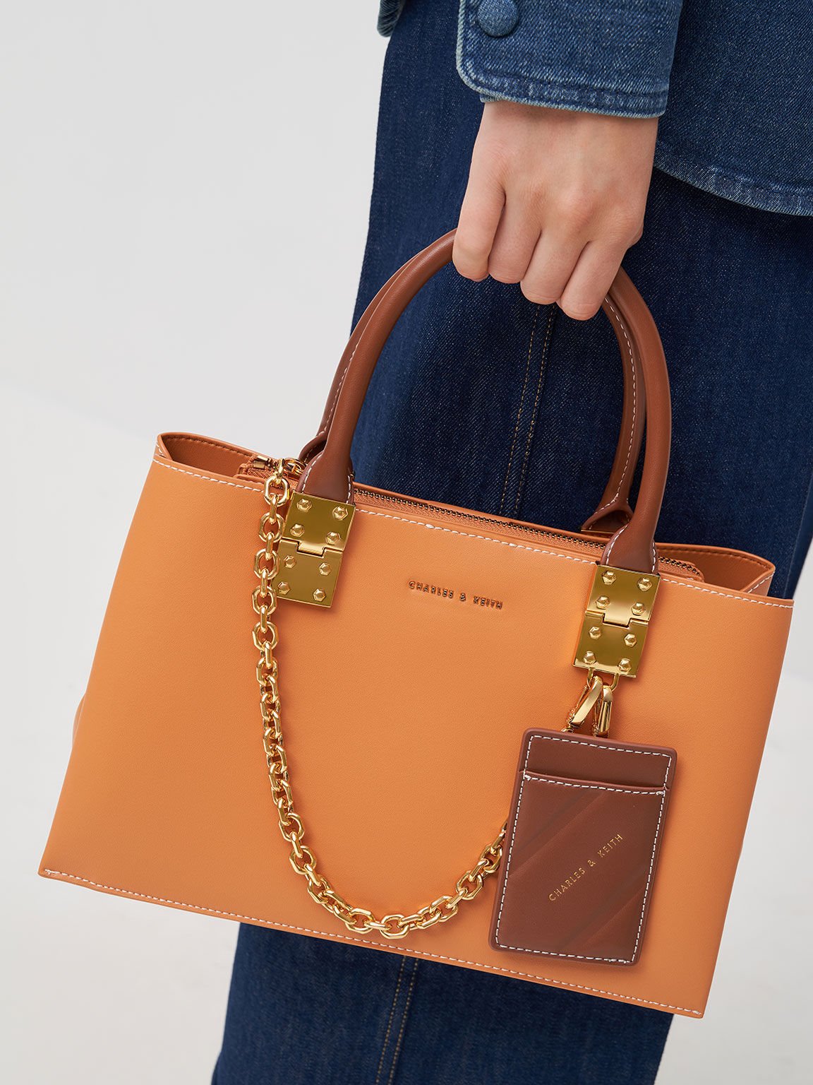 Charles & Keith Large Double Handle Handbag - Pumpkin