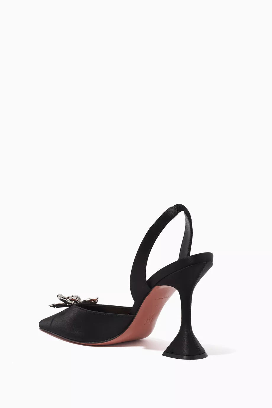 Amina Muaddi  Follow Rosie Crystal Bow Slingback Pumps in Satin