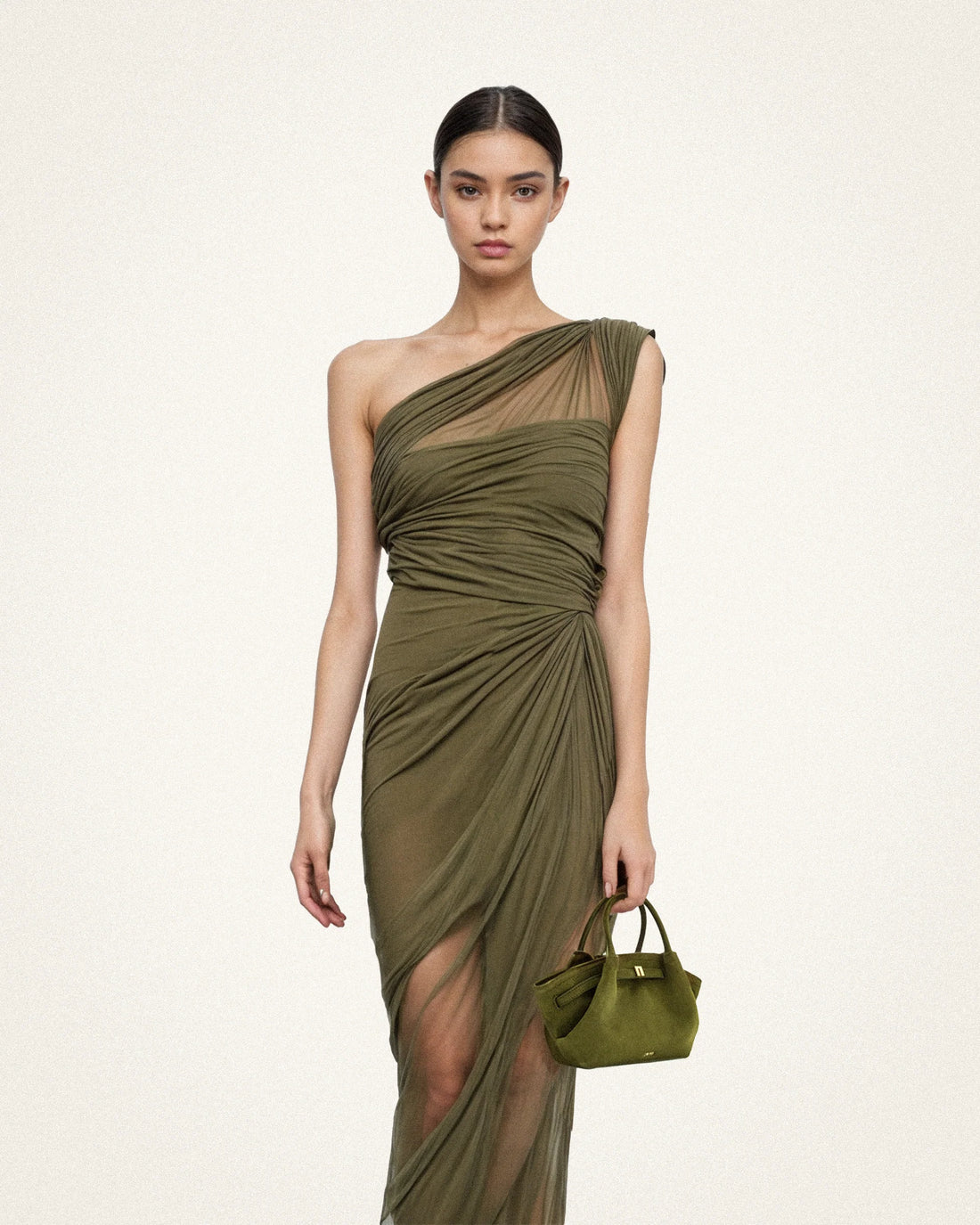 JWPEI Hana Mini Faux Suede Tote Bag - Dark Olive