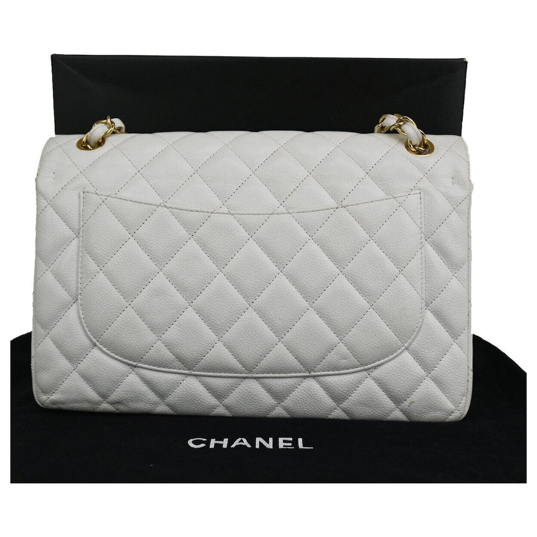 Chanel White Quilted Leather jambo Camellia Crush Flap Bag
