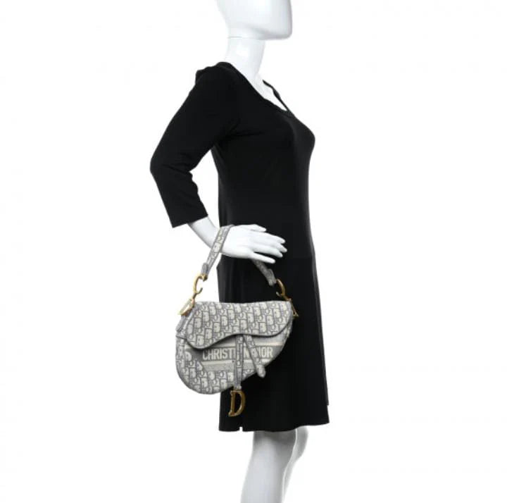 Christian Dior  Oblique Embroidered Saddle Bag