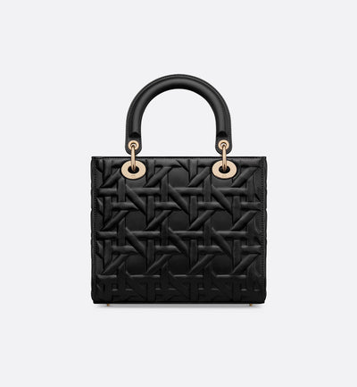 Medium Lady Christian Dior Bag in black Cannage lambskin. hover