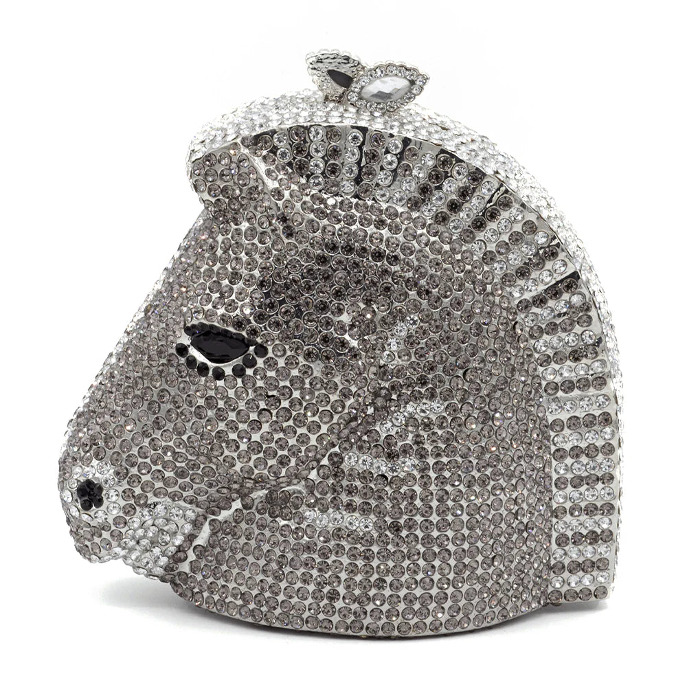 Crystal Horse Head Equestrian Clutch Purse