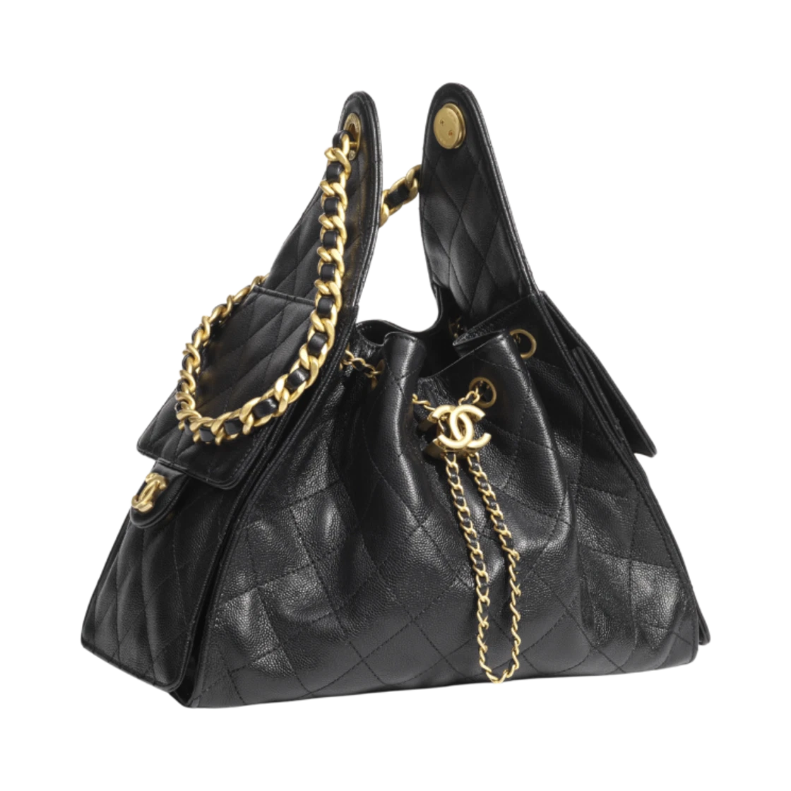 Chanel 25 Small Handbag Grained Calfskin & Gold Black
