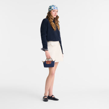 Le Pliage Original Pouch with handle Navy - Recycled canvas
